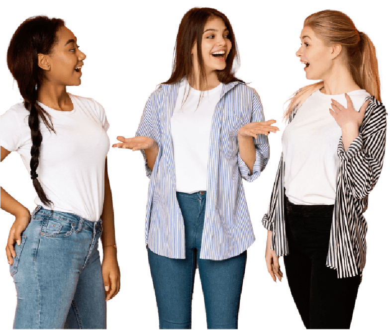 Three friends standing together